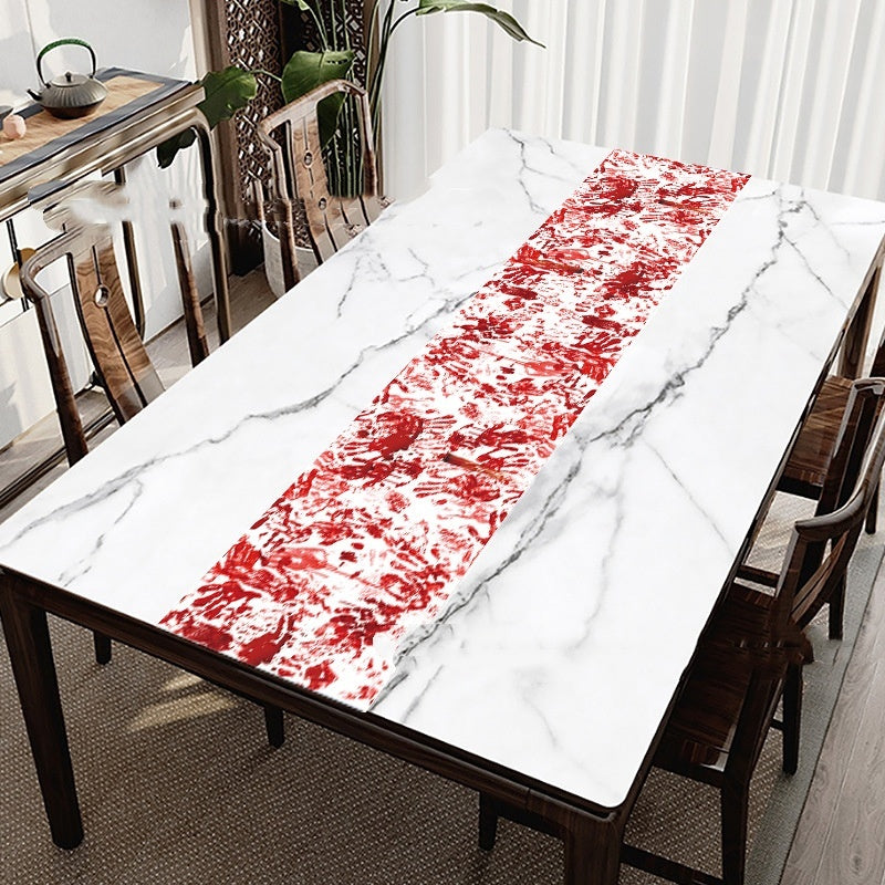 Horror Happy Halloween Tablecloth Bloody Handprint Table Cover Festival Halloween Party Tablecloth Decoration Supplies