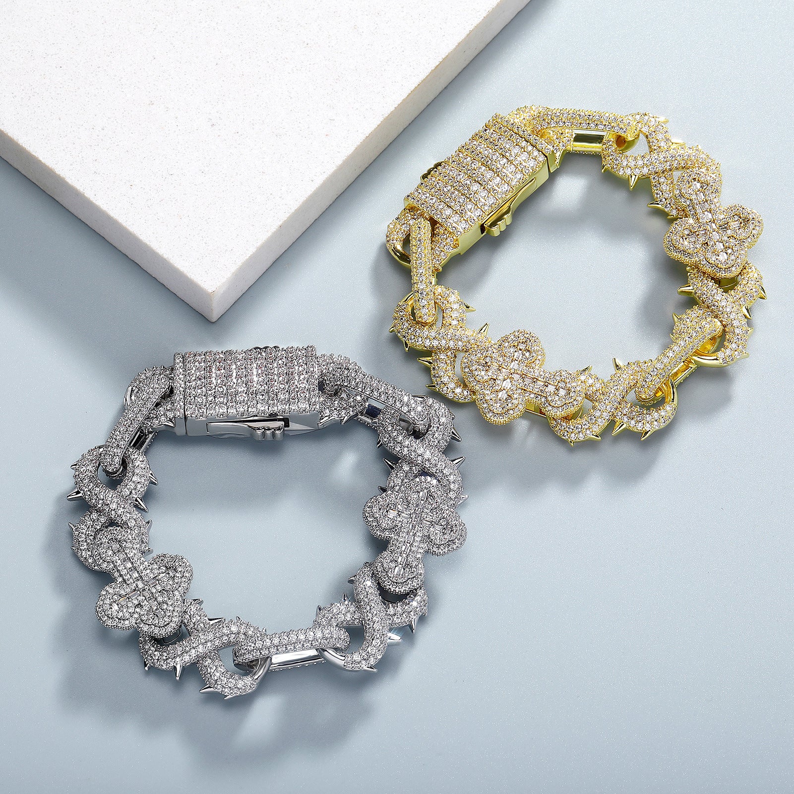 European Hip Hop 8 Words Thorns Cuban Link Chain Full Diamond