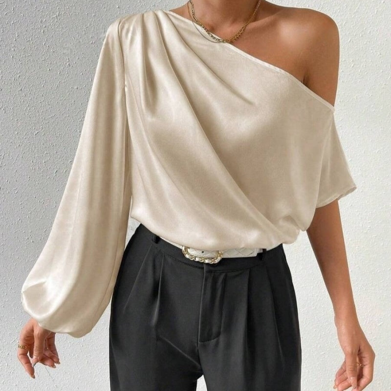 Foreign Trade Shoulder T-shirt Sexy Off-shoulder Loose Cold-shoulder Elegant
