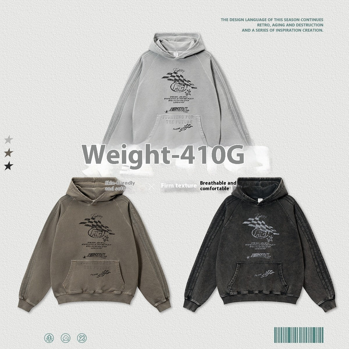 Washed-out Vintage Hooded Sweater For Men