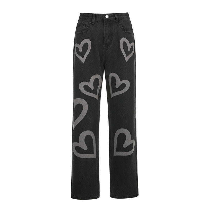 Love graffiti high-rise straight-leg jeans