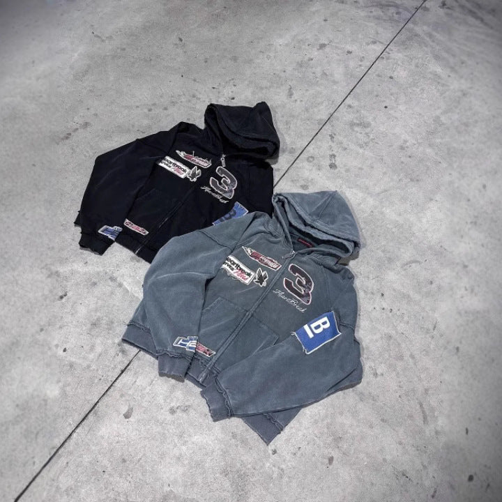 Letter 3D Printing Men Zipper Hoodie