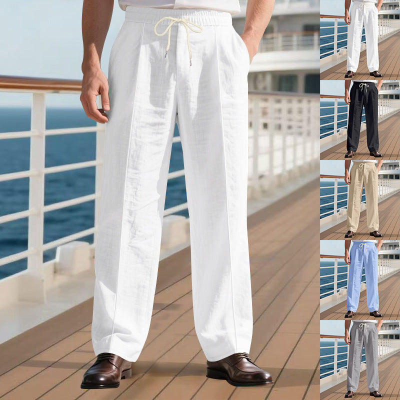 Loose Breathable Linen Leisure Men's Simplicity Trendy Loose Beach Pants