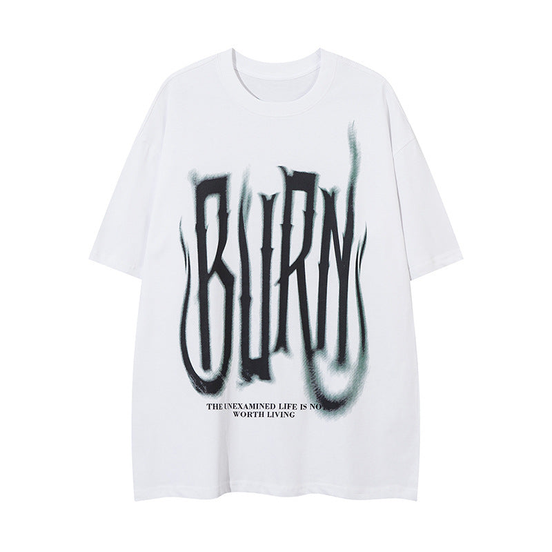 Fashion Gothic Letter Print Short-sleeve Men