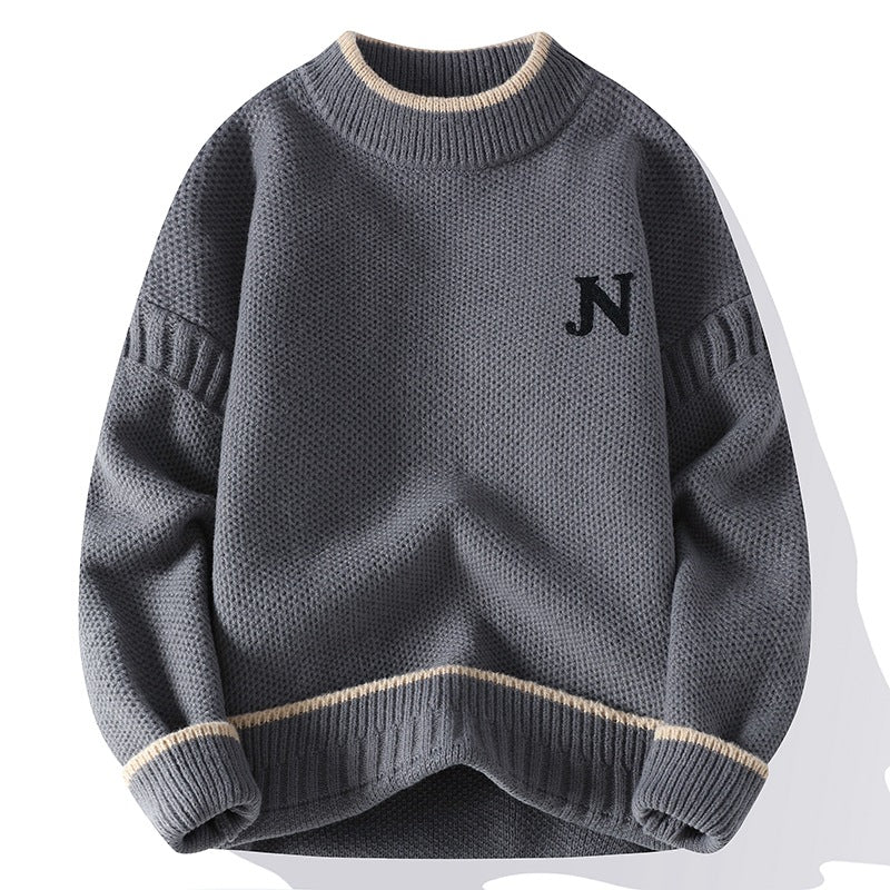Autumn And Winter Youth Sweater Men's Thickened Round Neck Multicolor Base Knitting Cotton Jersey