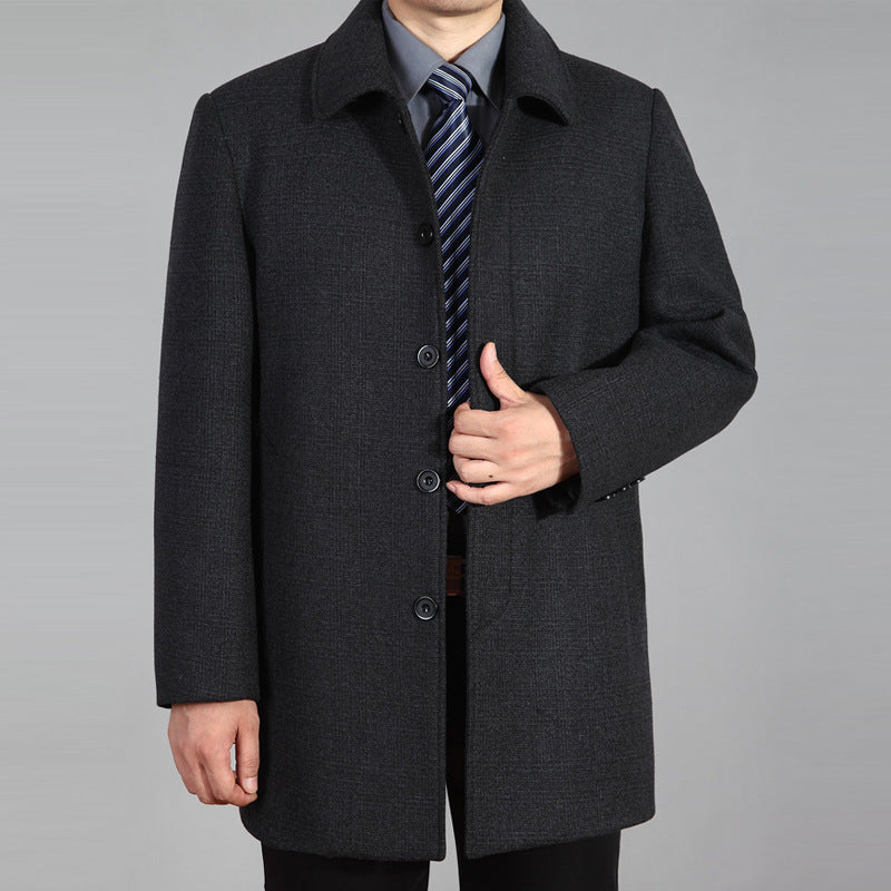 Middle-aged And Elderly Men's Woolen Coat Mid-length