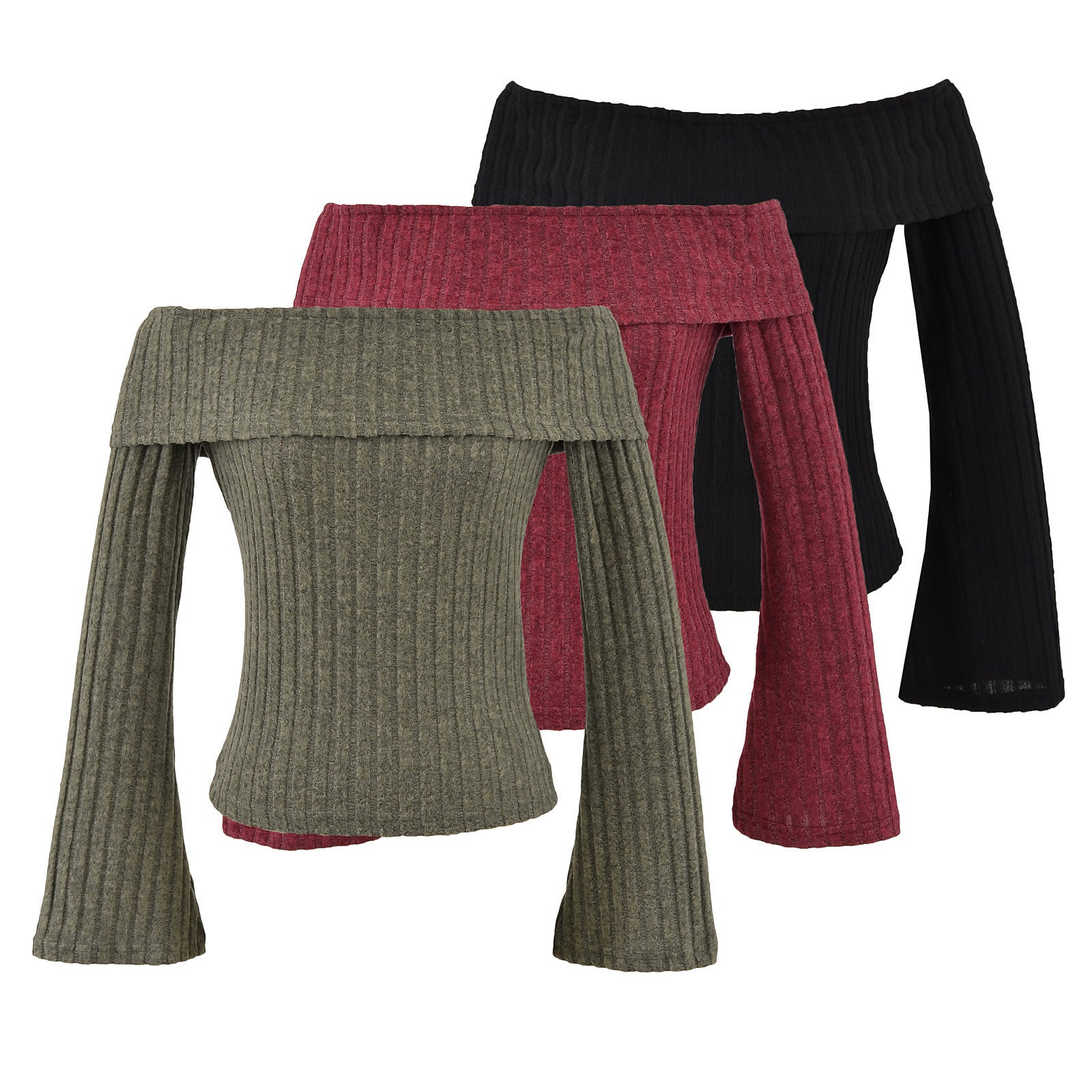 Idle Style Off-the-shoulder Slim Pullover T-shirt