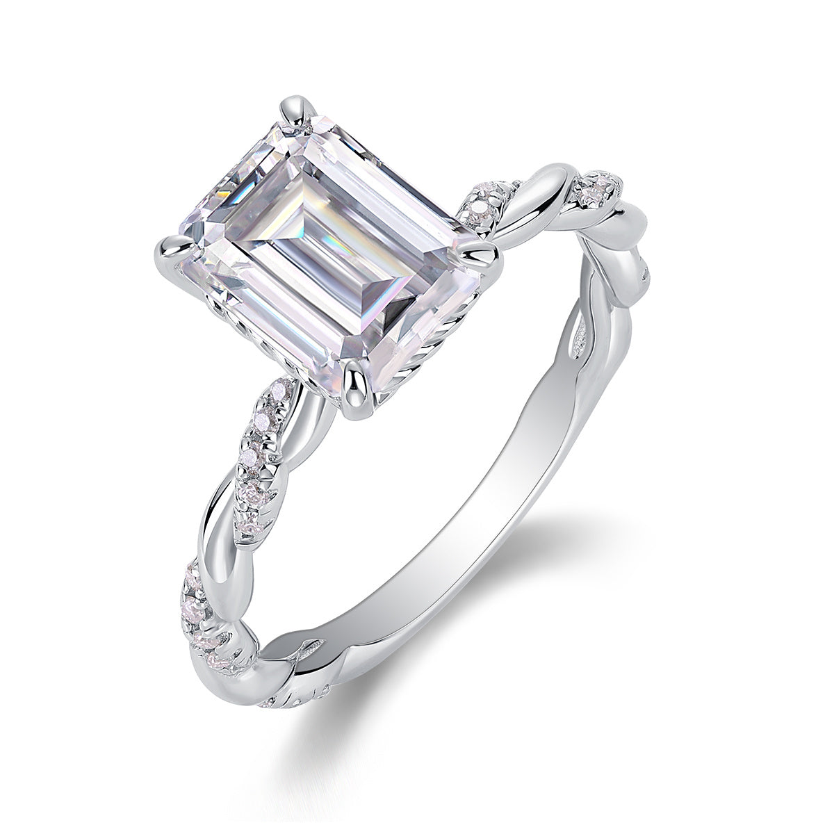 Chasing Light - A Fashionable Diamond Jewelry Piece Set With Moissanite S925 Sterling Silver And Platinum-plated Diamond Ring