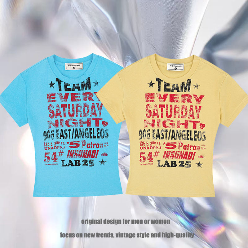 Casual Retro Women's Letter Print Short-sleeve