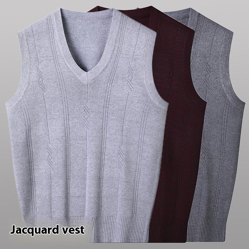 Spring And Autumn V-neck Loose Vest For Middle-aged And Elderly Men Casual Vest