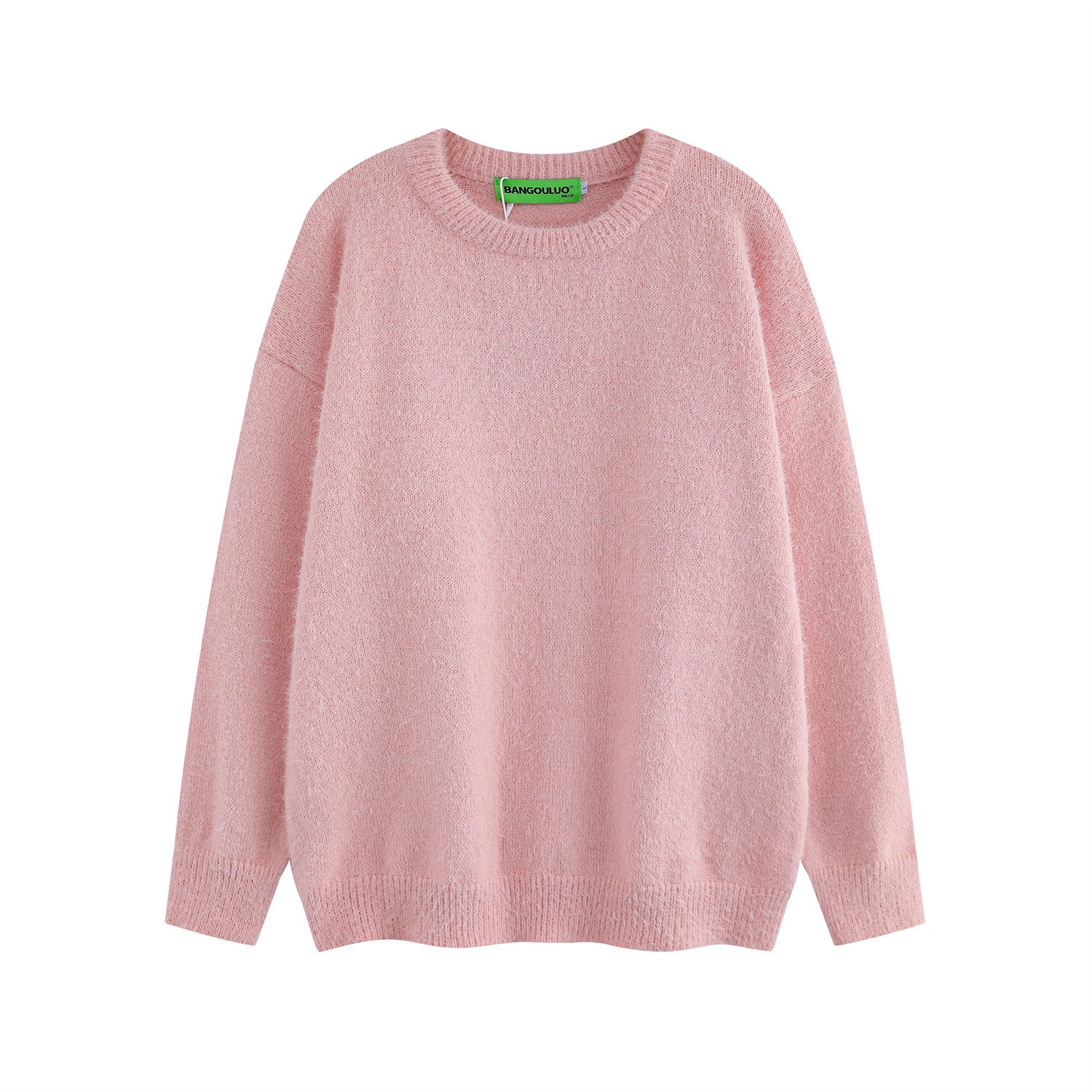 American Retro Simple Solid Color Crew Neck Pullover Sweater Men And Women