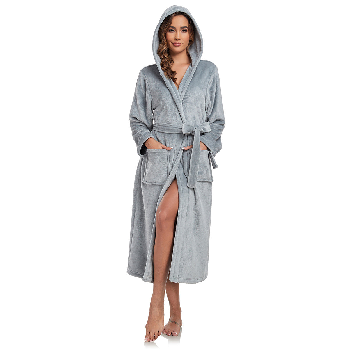 RONGTAI Ladies Long Fleece Bathrobe