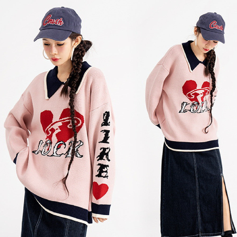 American Love Lapel  Sweater For Men And Women