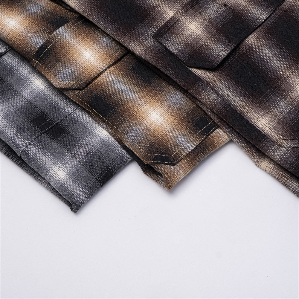 Short Sleeve Plaid Shirt Men