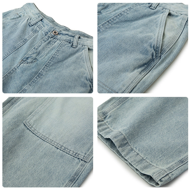 Vintage Light Blue Washed Jeans For Men