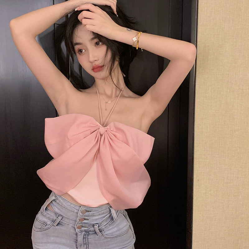 Stars Summer Bow Hanging Neck Wipe Chest Vest Hot Girl Top Female