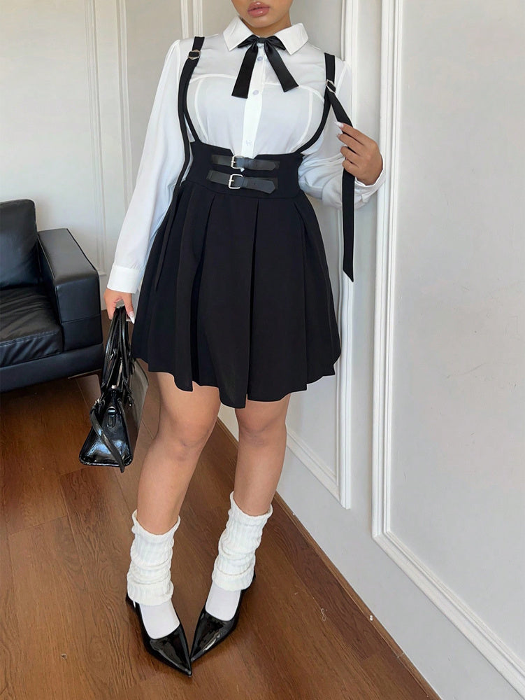 High-waisted Solid-color Ruffled Casual Halter Dress