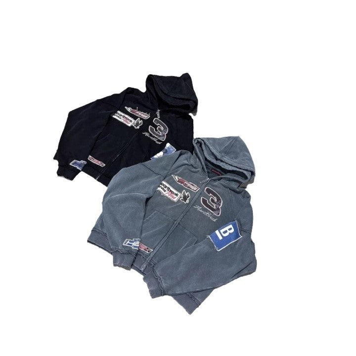 Letter 3D Printing Men Zipper Hoodie