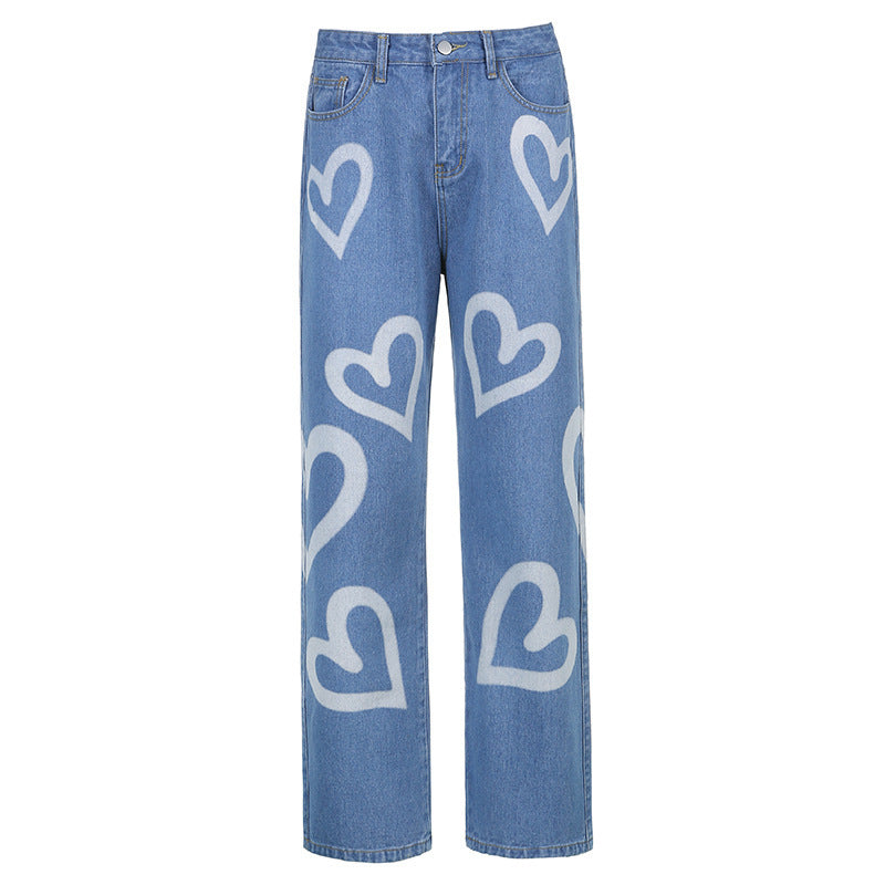 Love graffiti high-rise straight-leg jeans