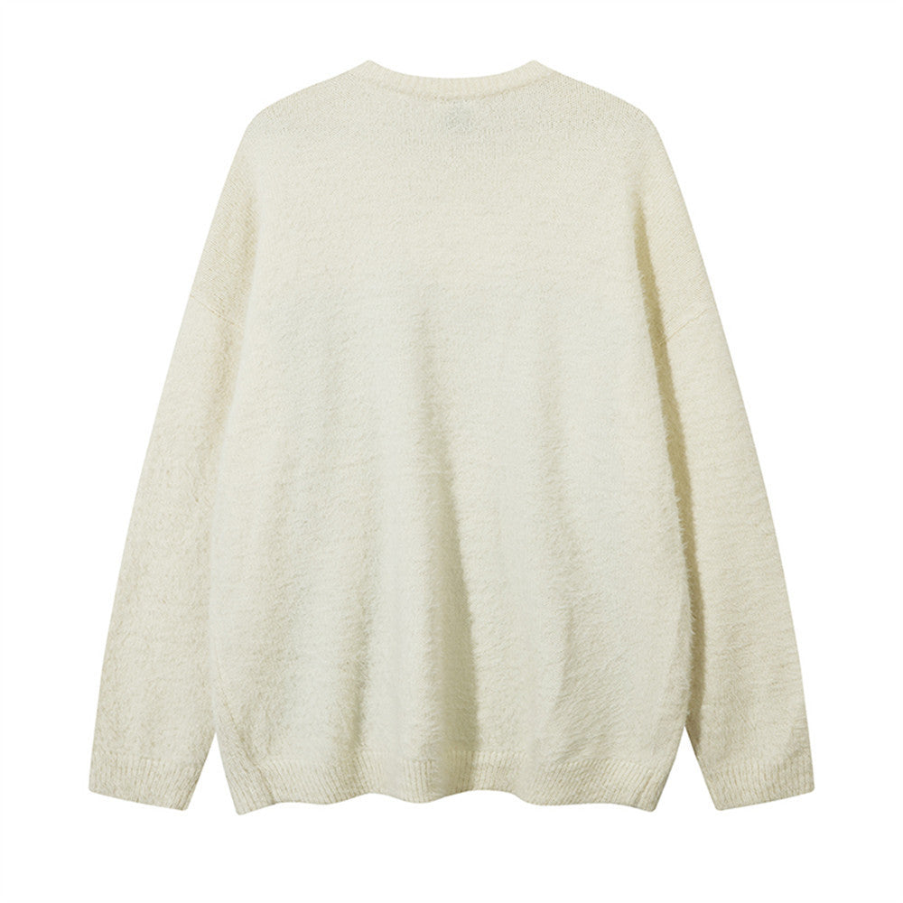 Gothic Letter Jacquard Pullover Sweater Men