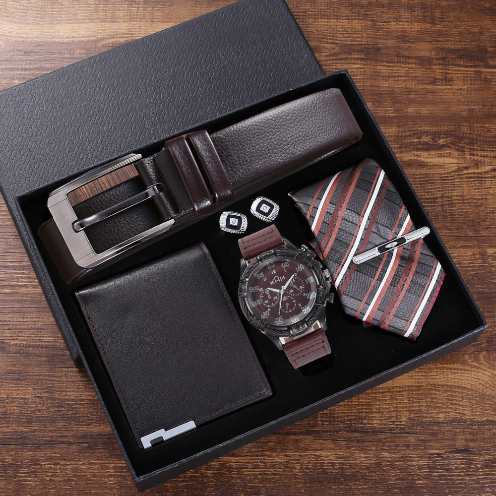 All-match temperament quartz watch belt wallet cuff tie