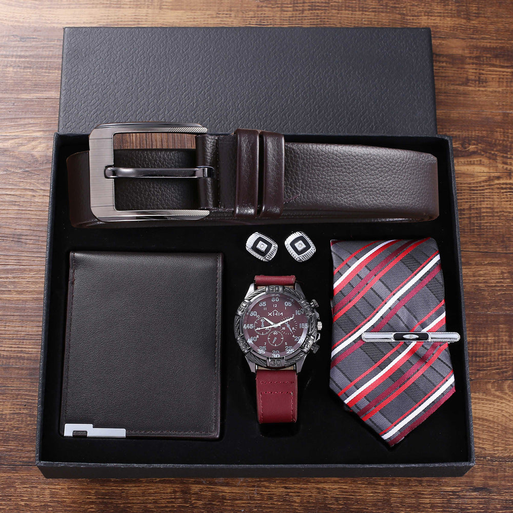 All-match temperament quartz watch belt wallet cuff tie