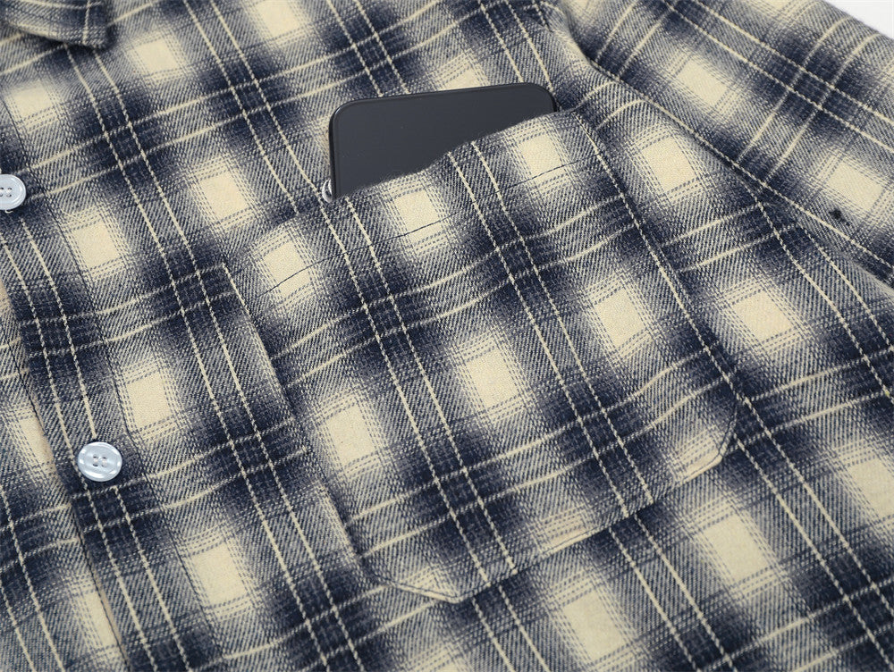 Fashion Loose Plaid Long Sleeve Shirt Men