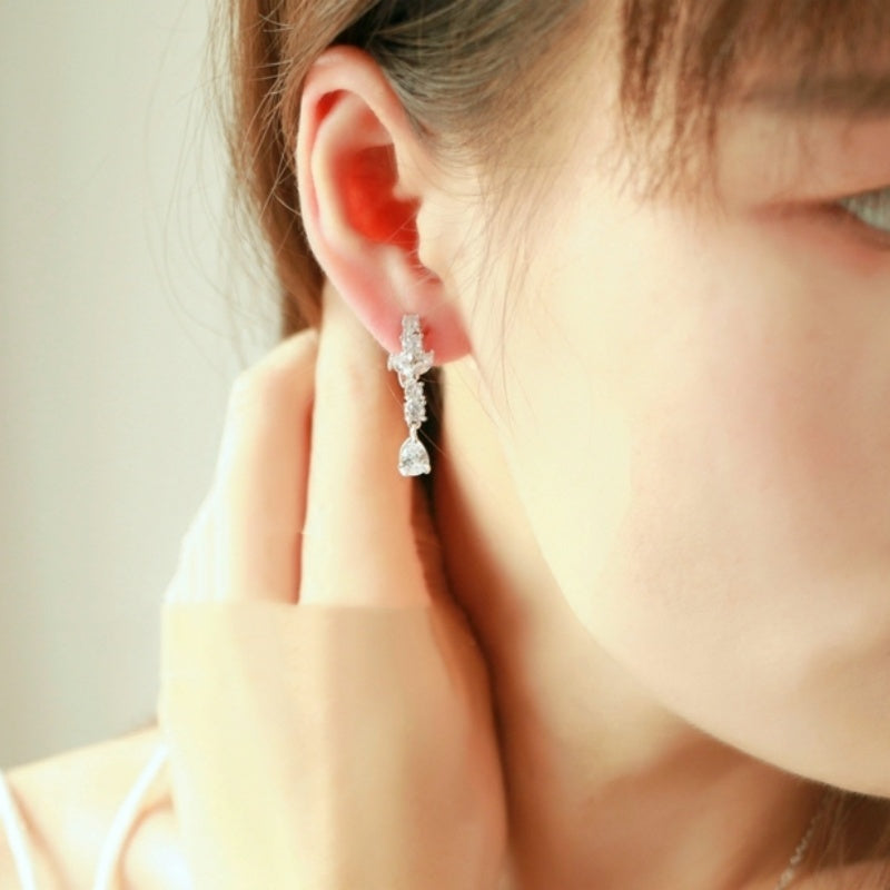 Simple Bridal Zircon Wedding Handmade Ornament Necklace And Earrings Suite