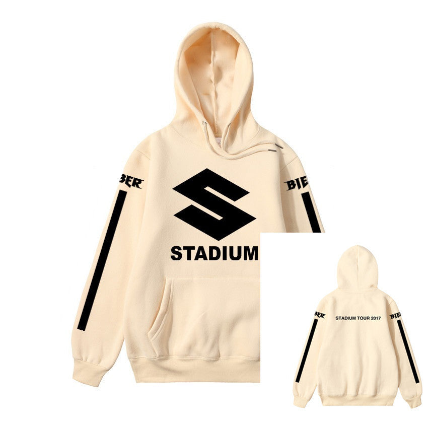 English Print Thick Yellow Pullover Hoodie