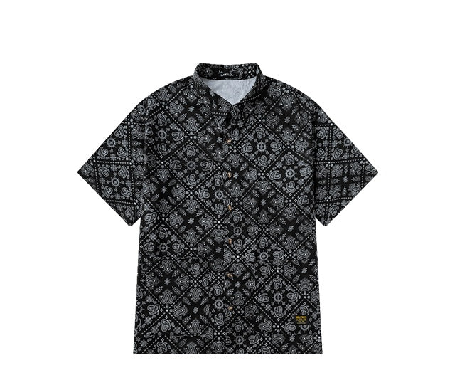 Hip Hop Unisex Short Sleeve Shirt Hong Kong Style Cool Trend Half Sleeve Shirt