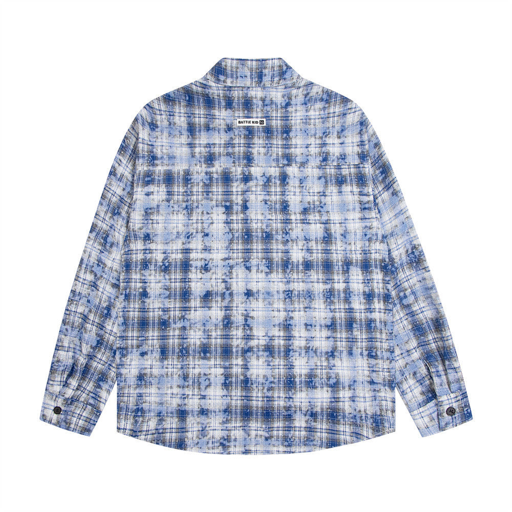 Fashion Loose Plaid Long Sleeve Shirt Men