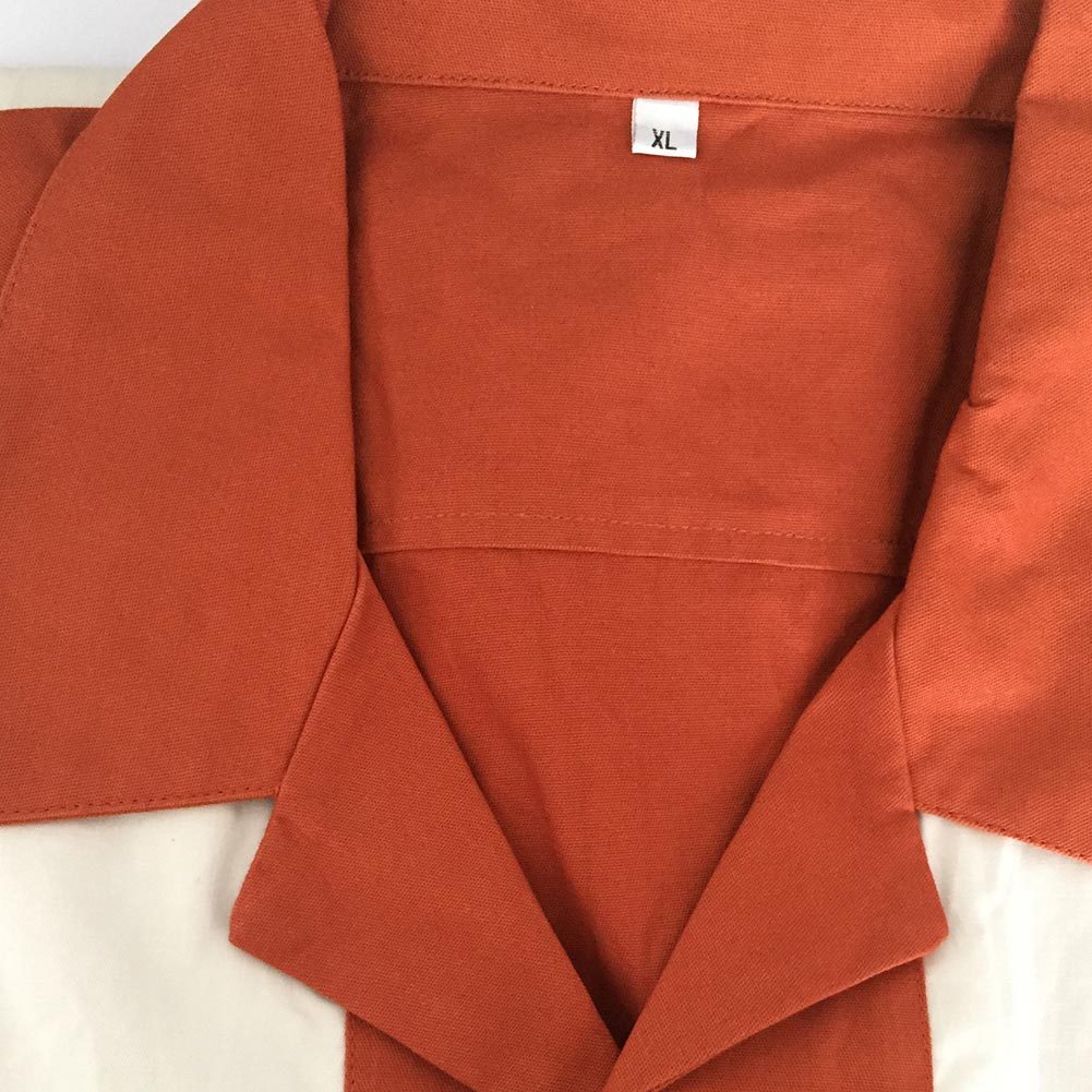 Ochre Beige Stitching Men's  Street Punk Hip-hop Short-sleeved Shirt