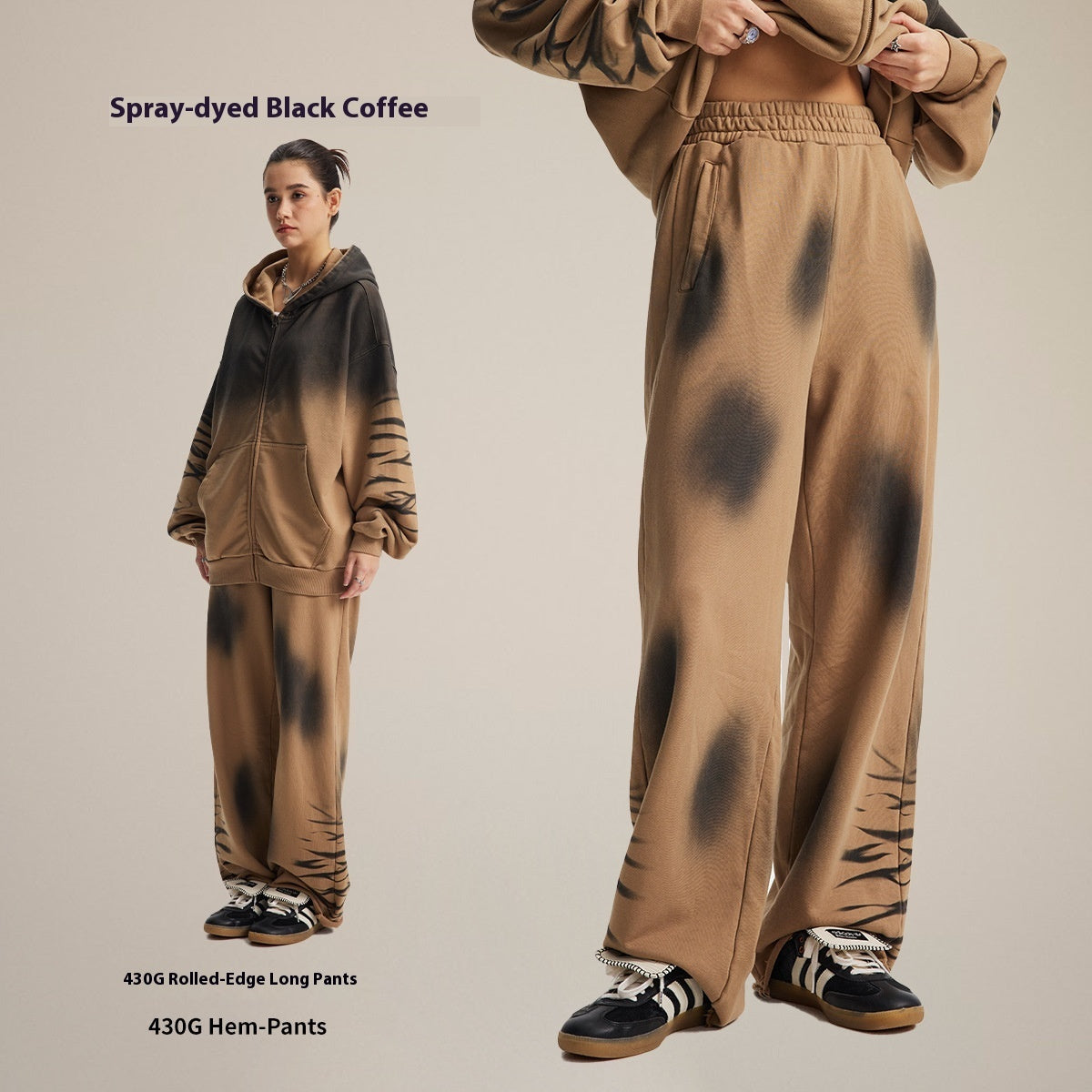 Hooded Suits Monkey Wash Washed And Worn Gradient Sweater Pants Men