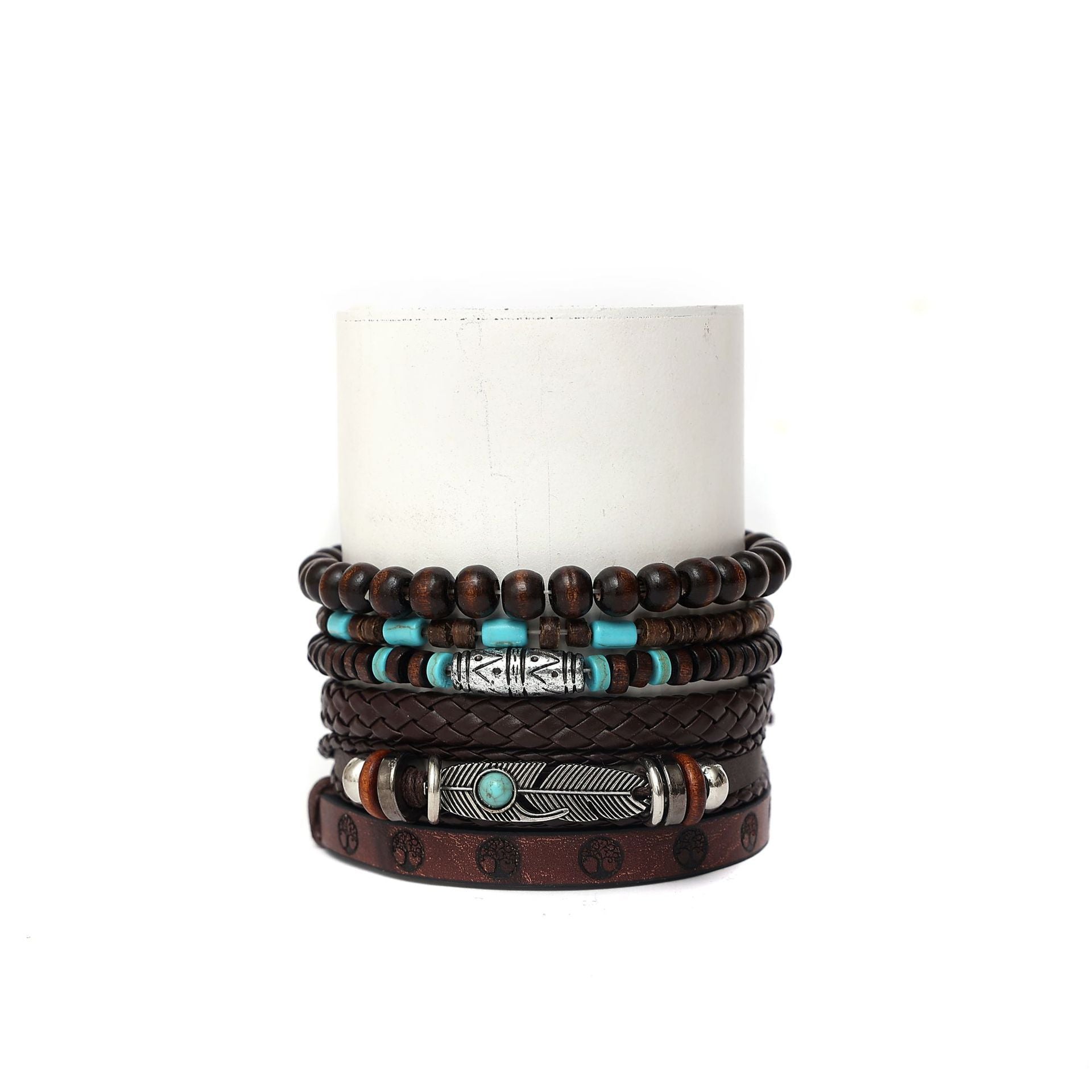 Multi-layer Peacock Feather Leather Woven Match Sets Multi-color Mixed Bracelet Diamond