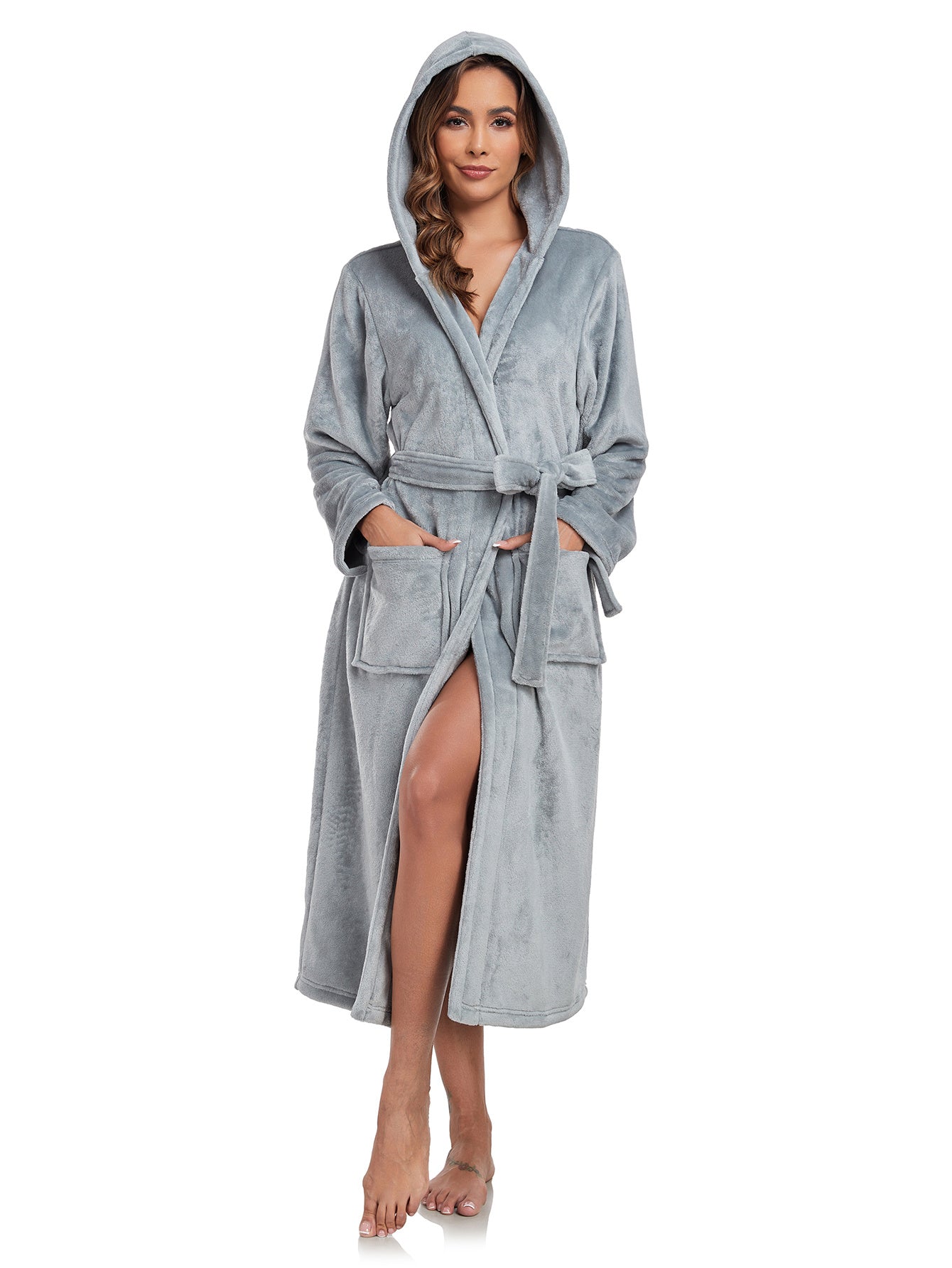 RONGTAI Ladies Long Fleece Bathrobe