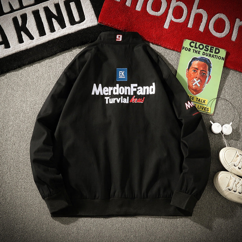 Men's embroidered stand collar jacket