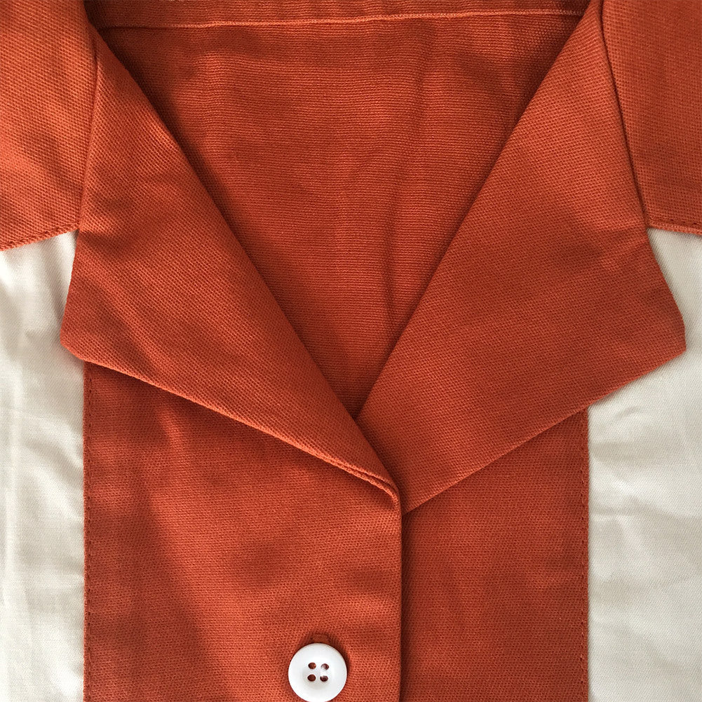 Ochre Beige Stitching Men's  Street Punk Hip-hop Short-sleeved Shirt