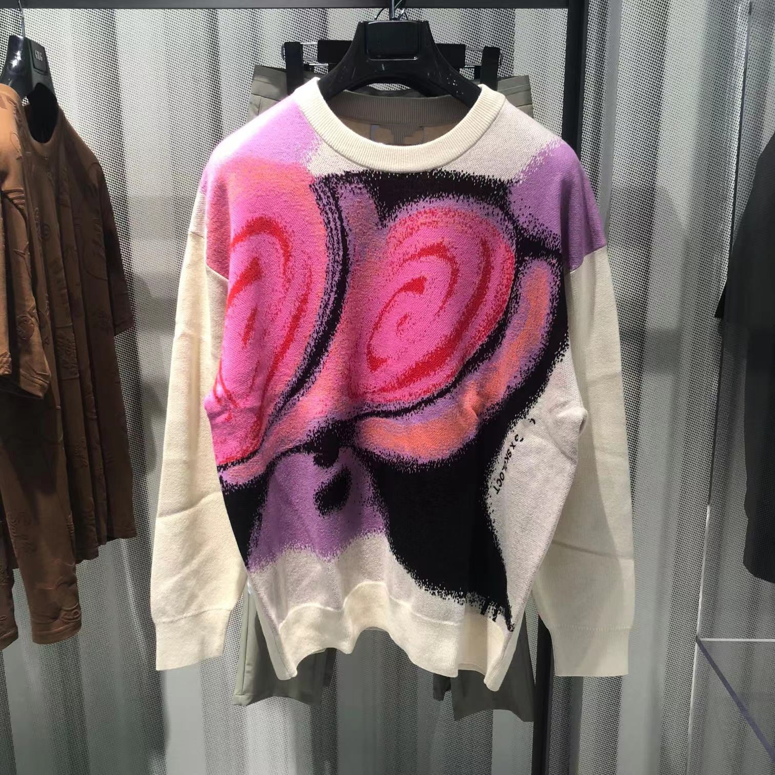 Trendy Casual Colorful Couple Low Collar Sweater