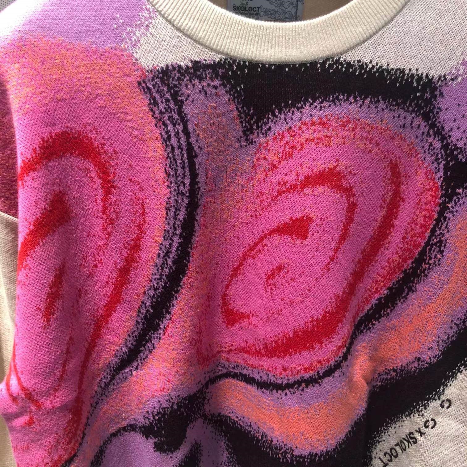 Trendy Casual Colorful Couple Low Collar Sweater