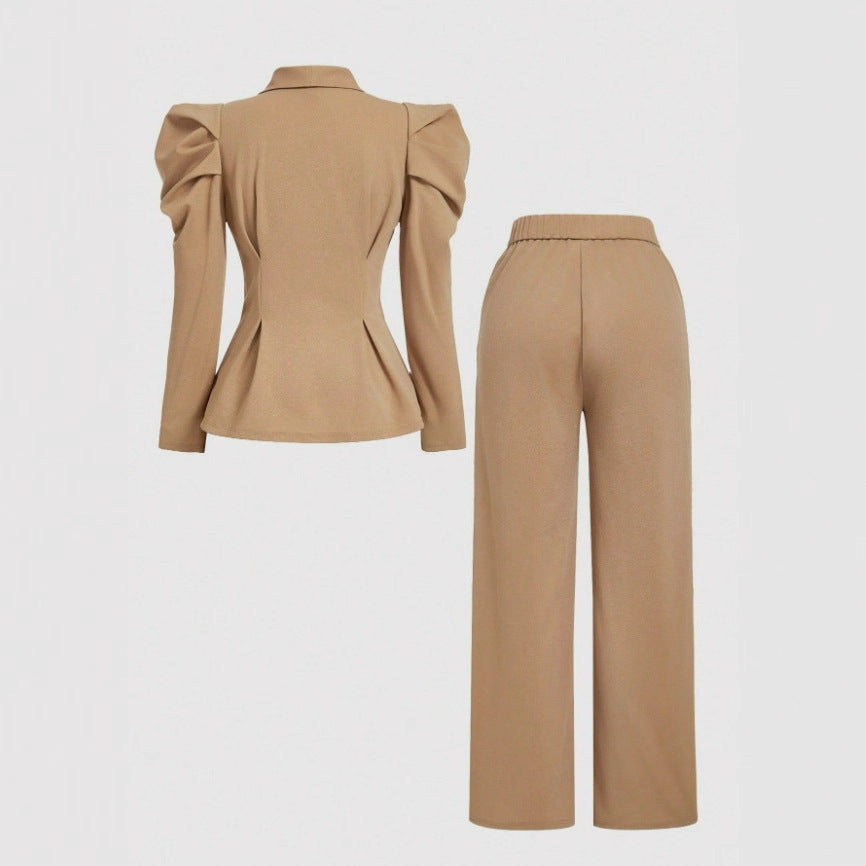 Ladies Two-piece Set Brown Retro Speaker