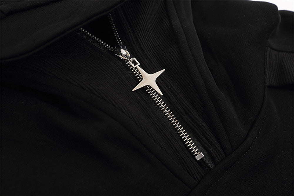 Stitching Half Zipper Hooded Sweater For Men