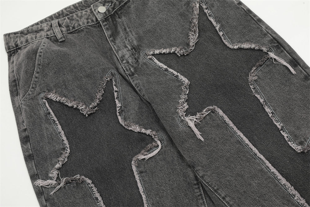 Five-pointed Star Lightning Stitching Jeans Men