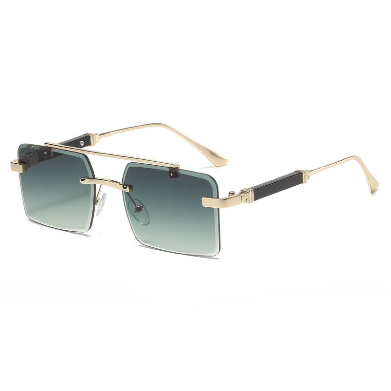Frameless Trimming Men's Double Beam Square Sunglasses