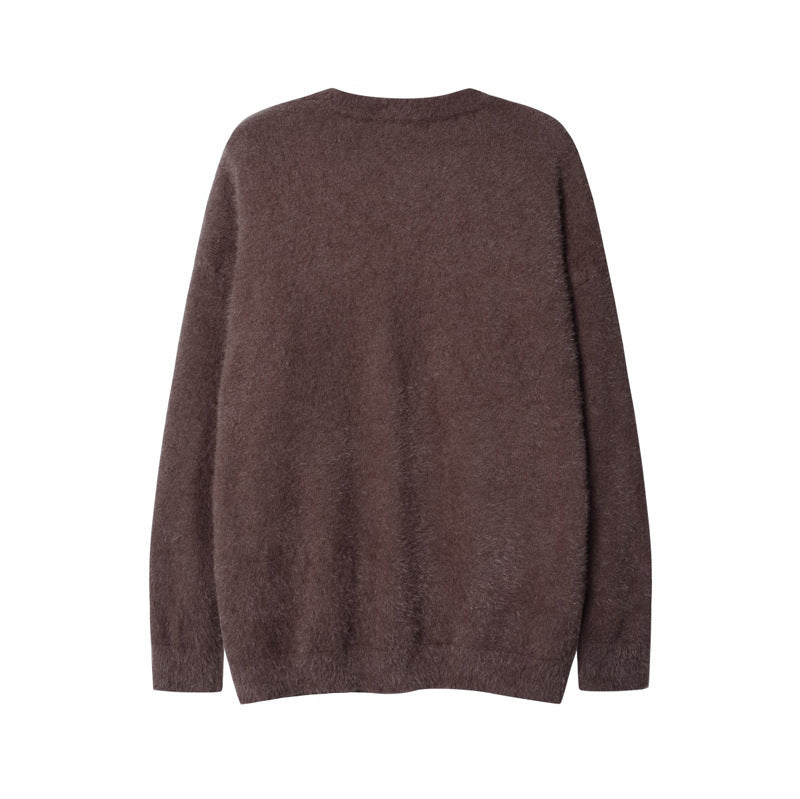 Retro Fashion Brand Contrast Color Letter Tassel Sweater Men