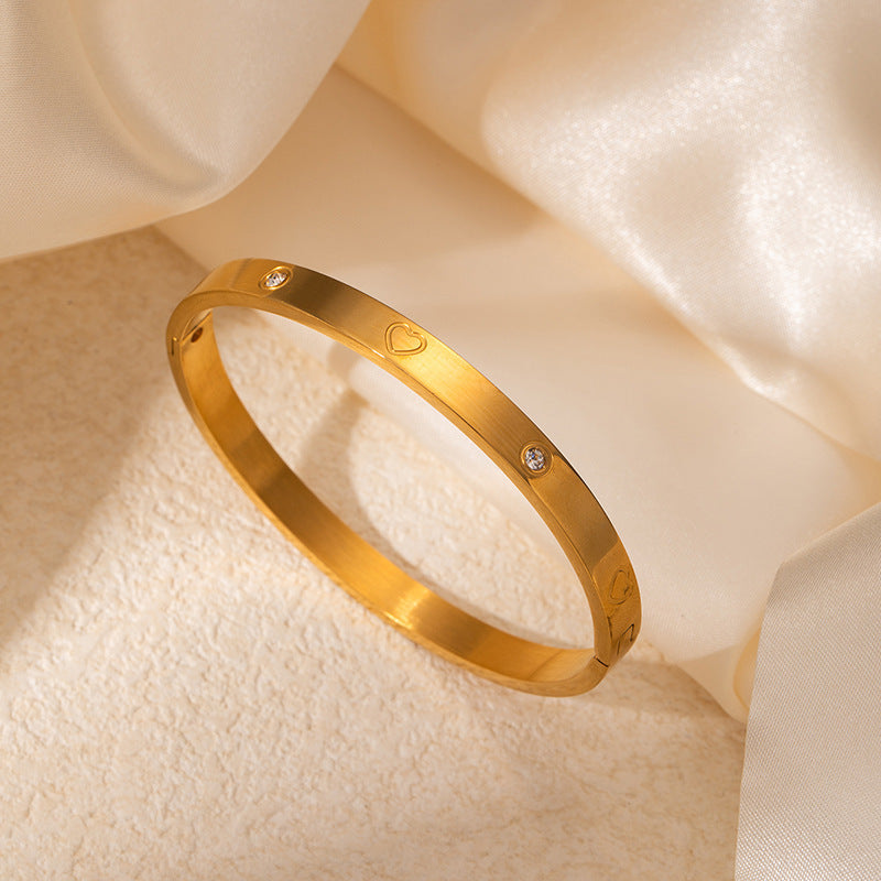 High-grade Titanium Steel Bracelet Gold-plated Diamond Stainless Steel Bracelet Women