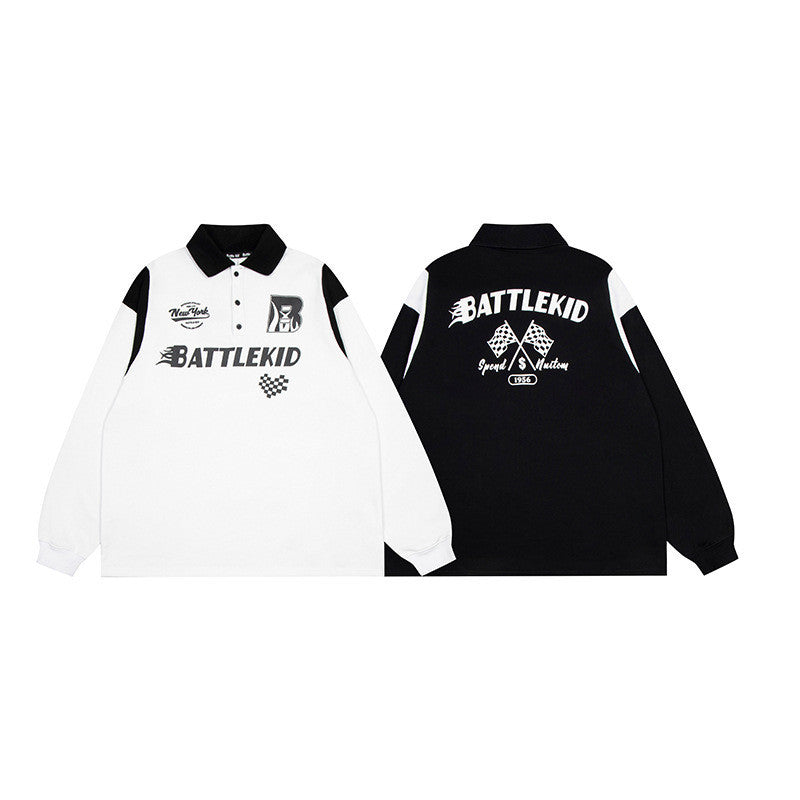 Racing Panel Hooded Sweater For Men And Women