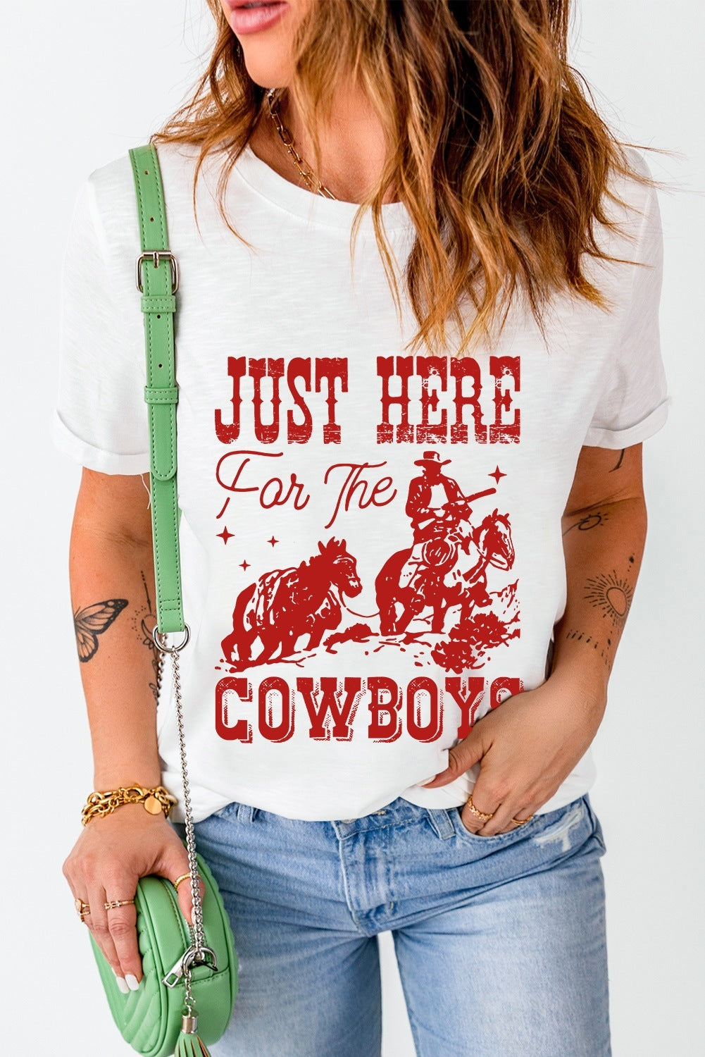 Women's Retro Denim Country Concert Western Competitive T-shirt