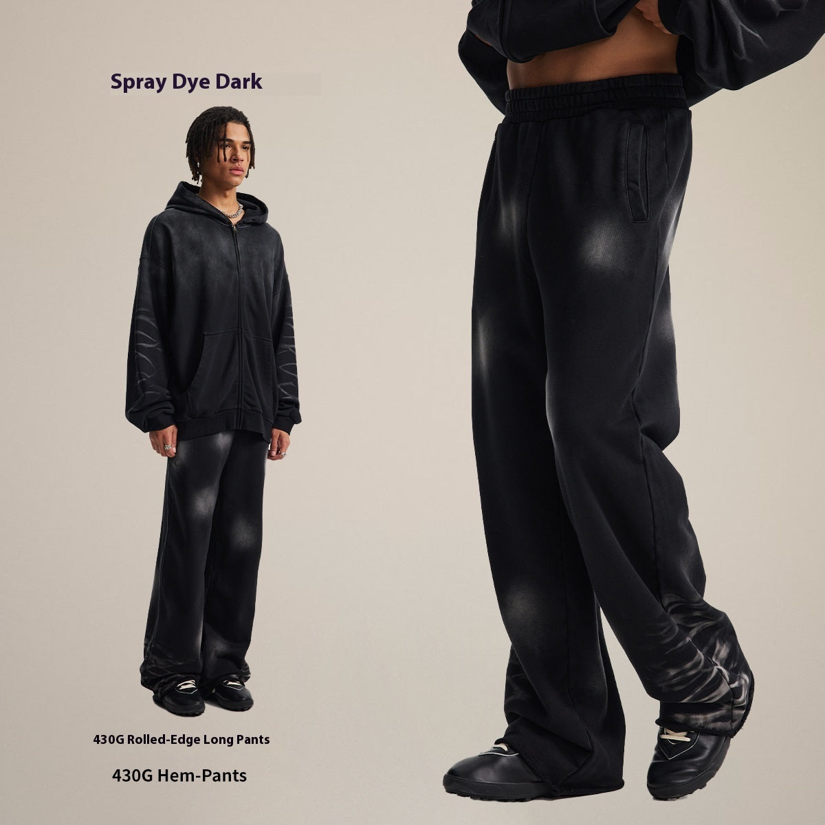 Hooded Suits Monkey Wash Washed And Worn Gradient Sweater Pants Men