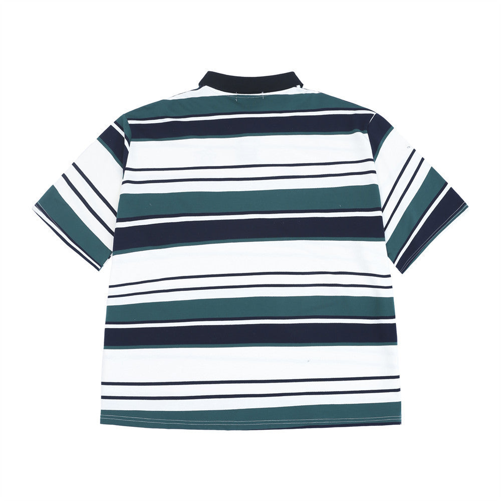 Contrast Color Striped Polo Shirt For Men