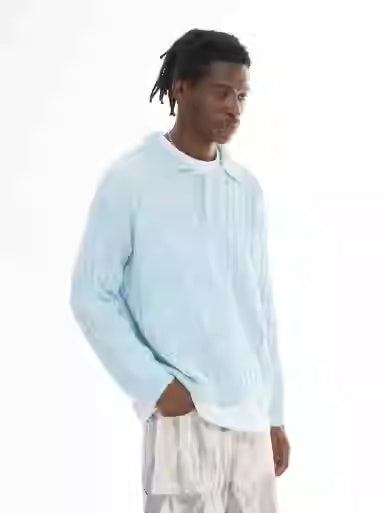 American Retro Hollow Wool Lapel Sweater